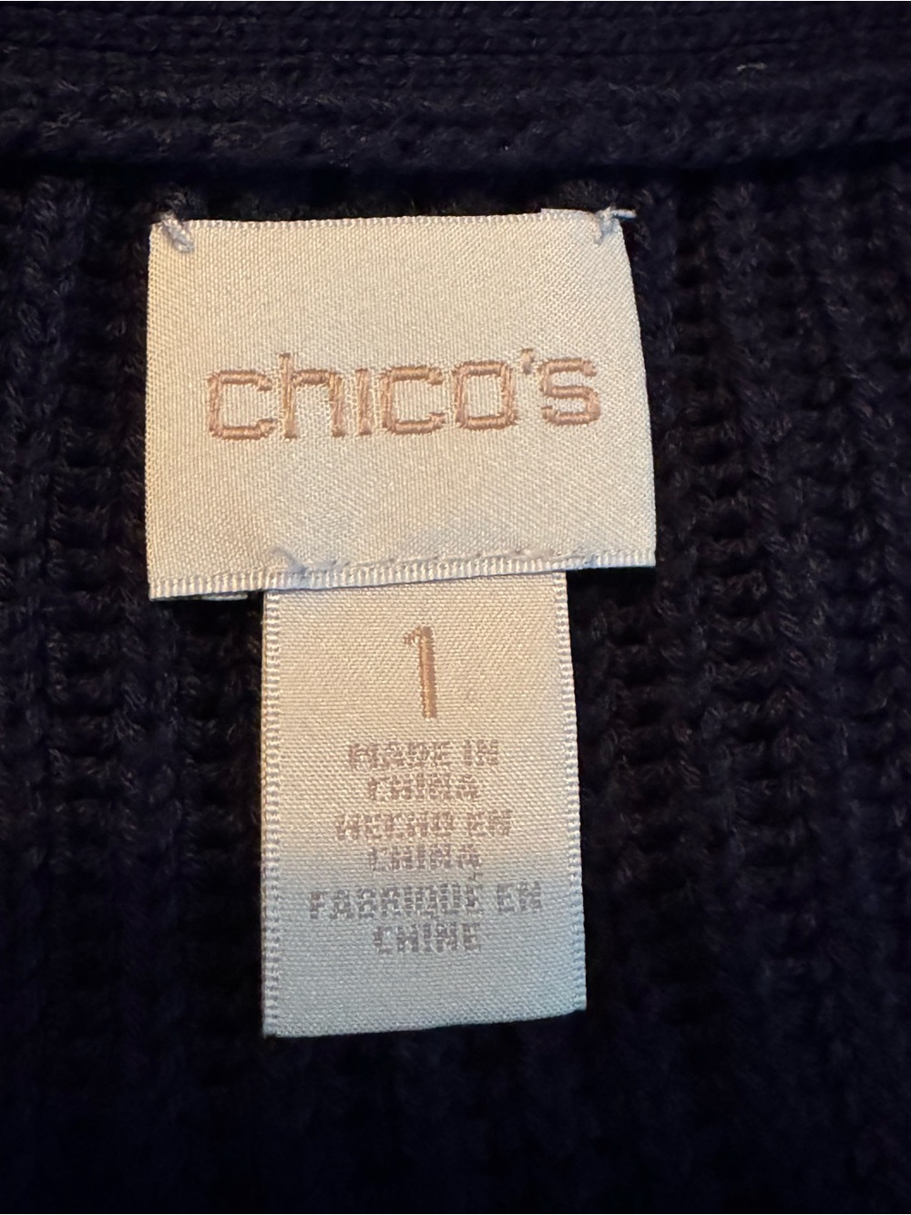 Chicos Classic Navy Ribbed Knit Women's Sweater - Picture 7 of 8